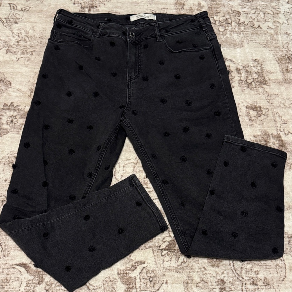 Black Skinny Jeans with Polka Dot Design